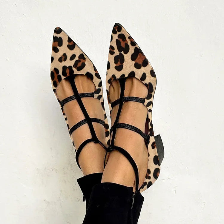 Bridget | Zapatos de salón con tacón y tiras de leopardo