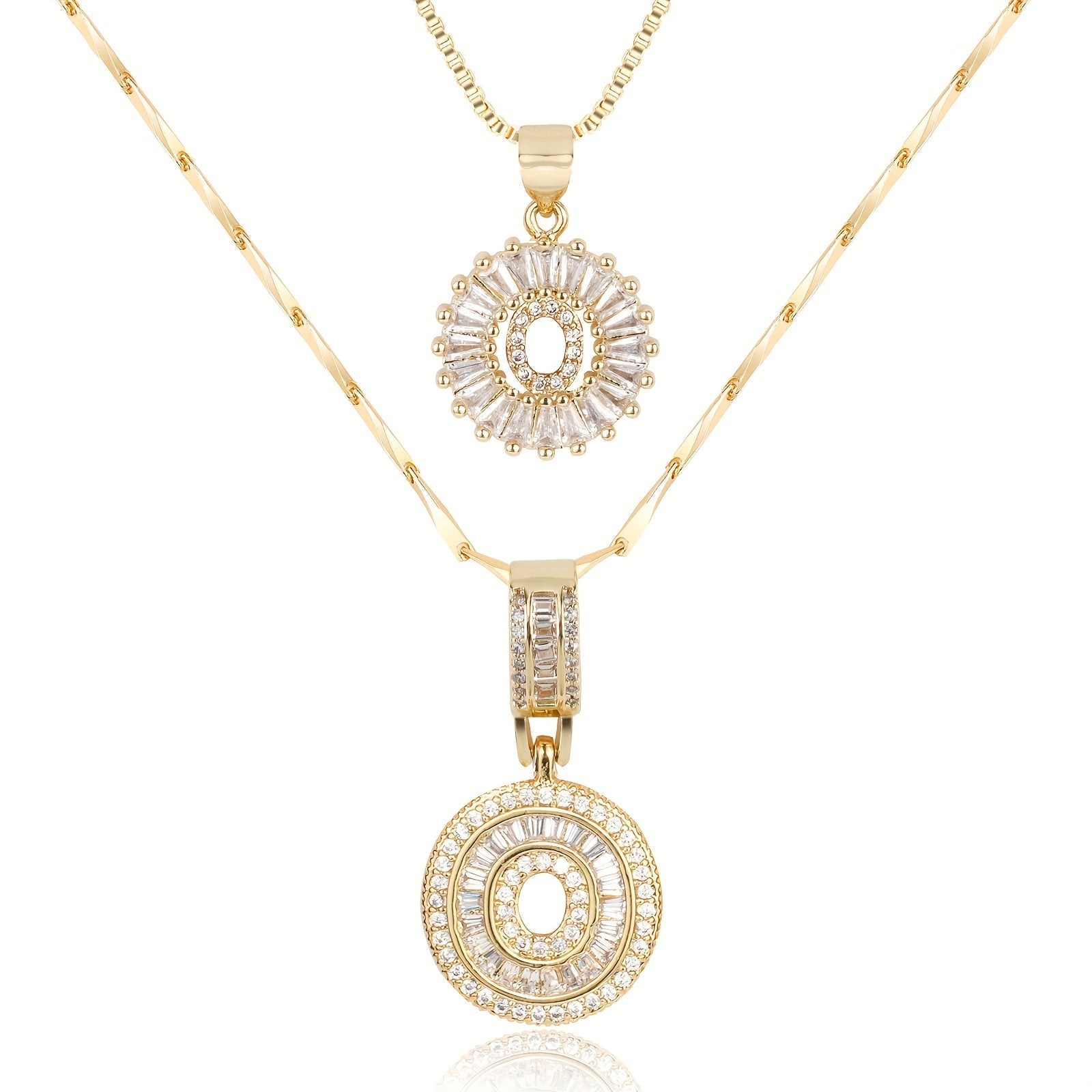 Selamora® | Collares con iniciales en forma de letra y diamantes de oro de 14k (2 unidades)
