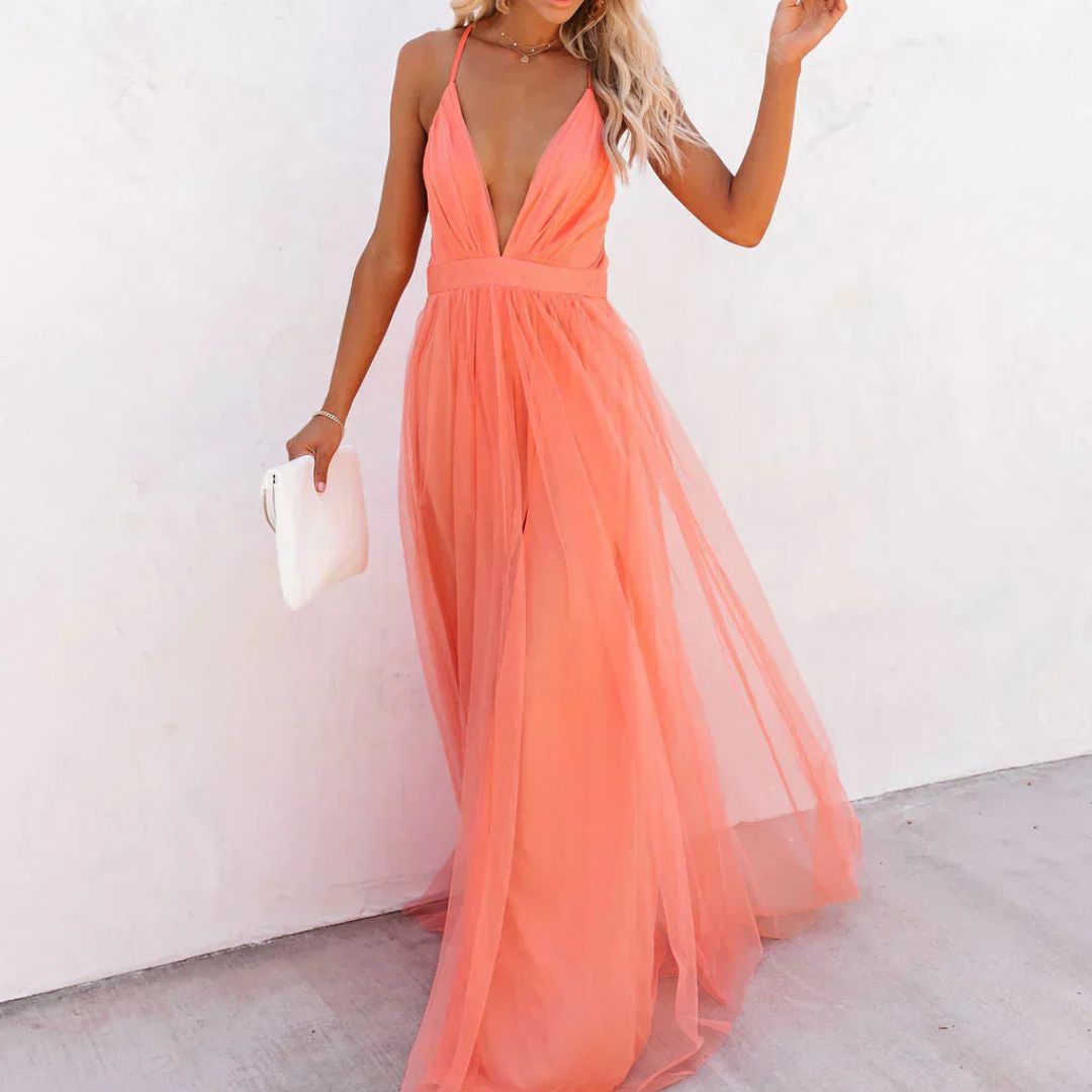 Selamora | Coral Lumière Maxi Dress