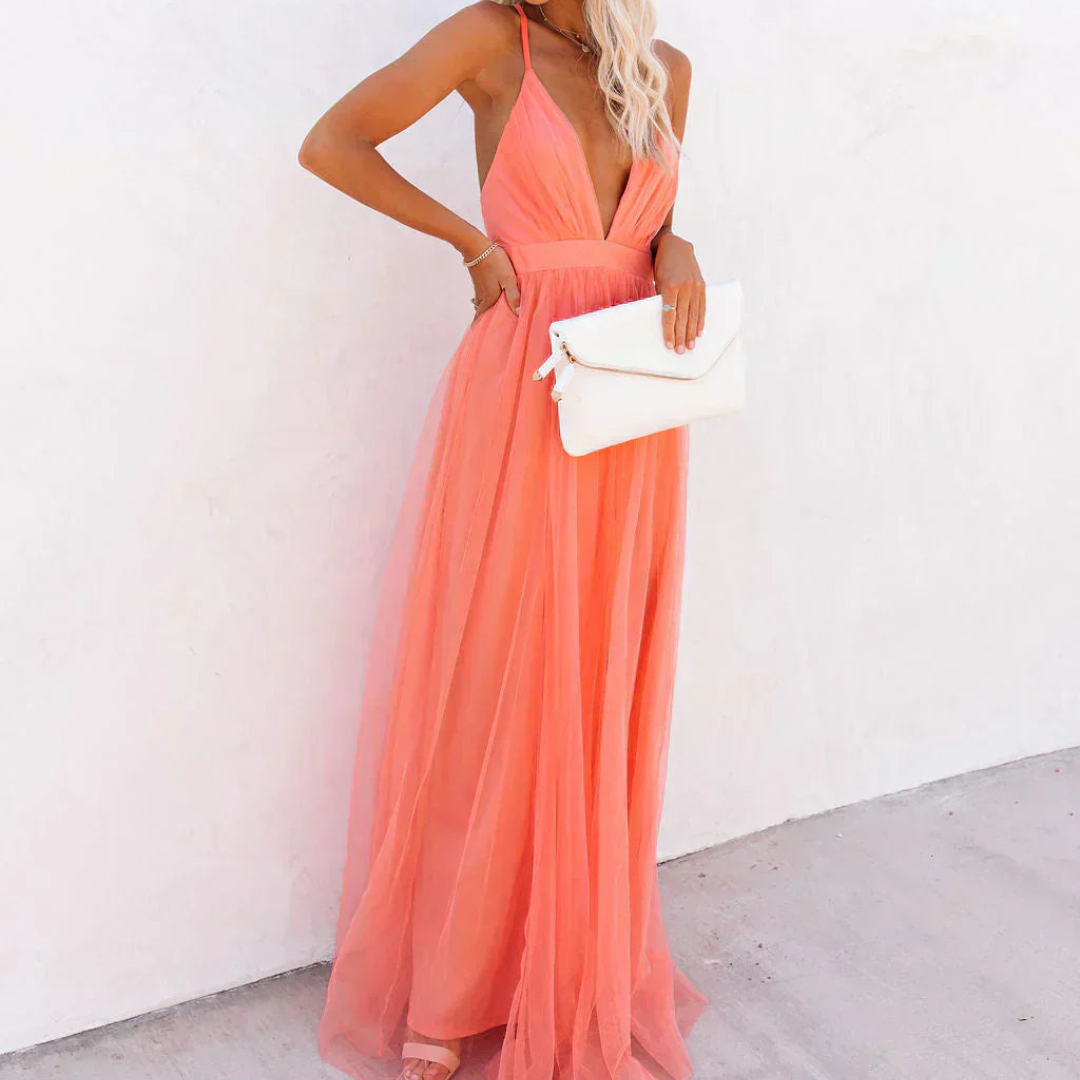 Selamora | Coral Lumière Maxi Dress