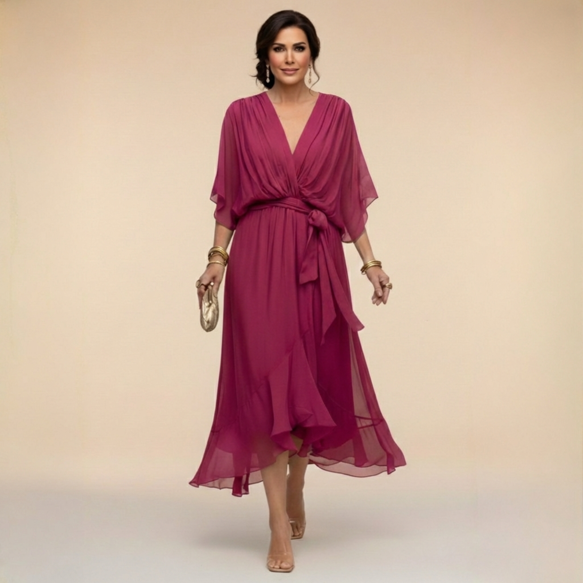 Selamora | Vestido de Gasa con escote en V