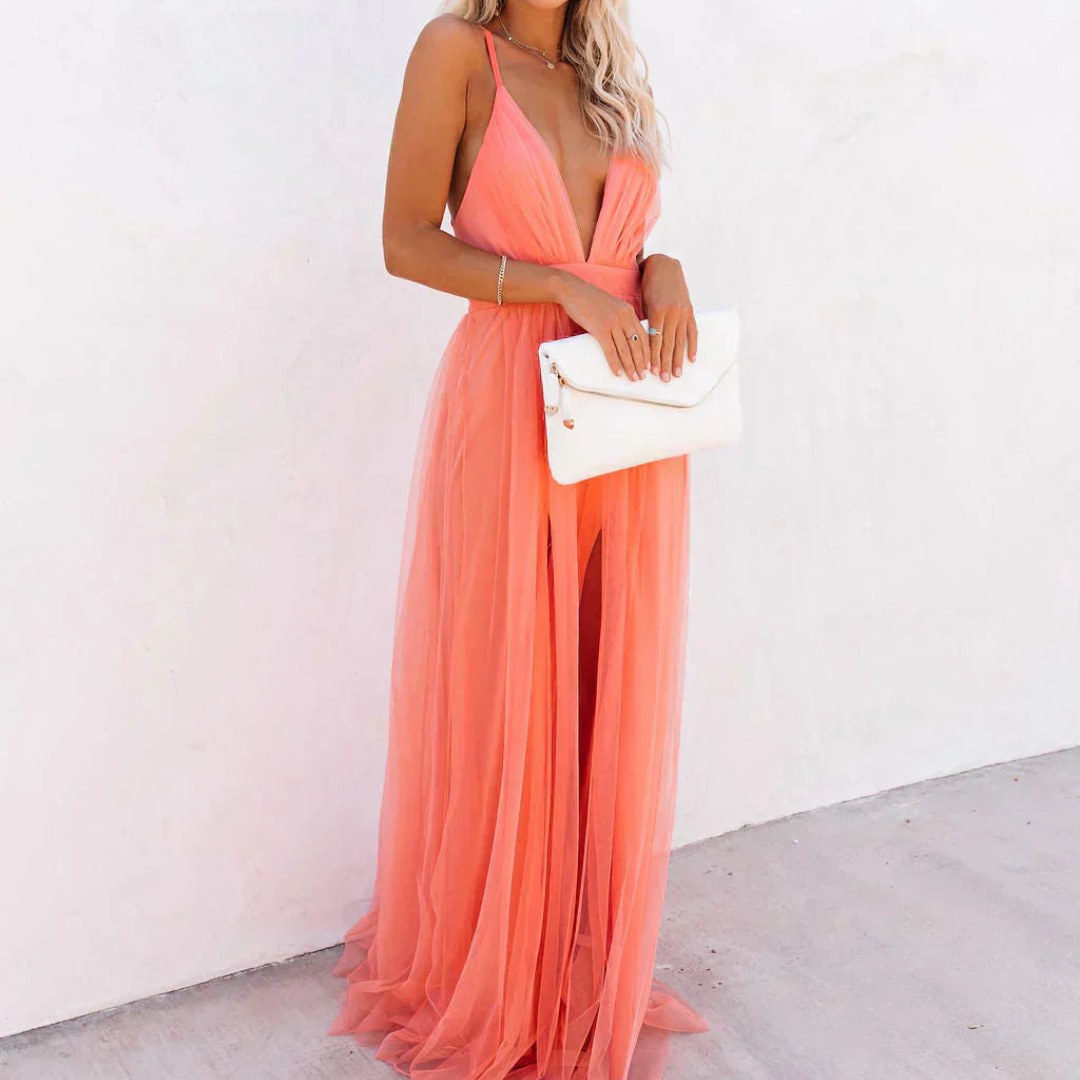 Selamora | Coral Lumière Maxi Dress