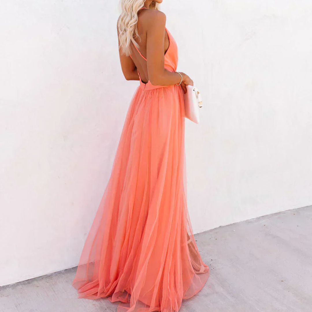 Selamora | Coral Lumière Maxi Dress