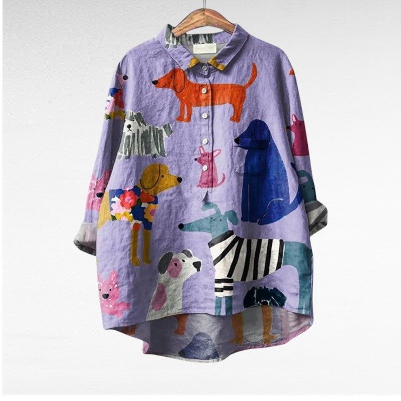 Silamora® | Exclusive Women's Blouse with Dog Print