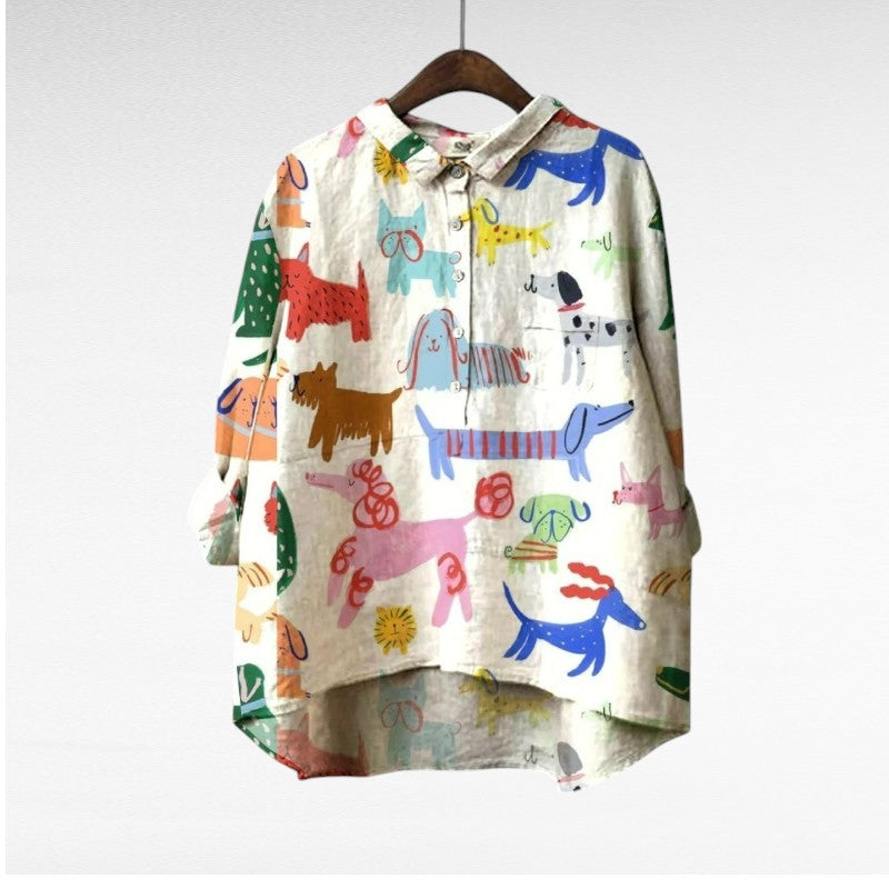 Silamora® | Exclusive Women's Blouse with Dog Print