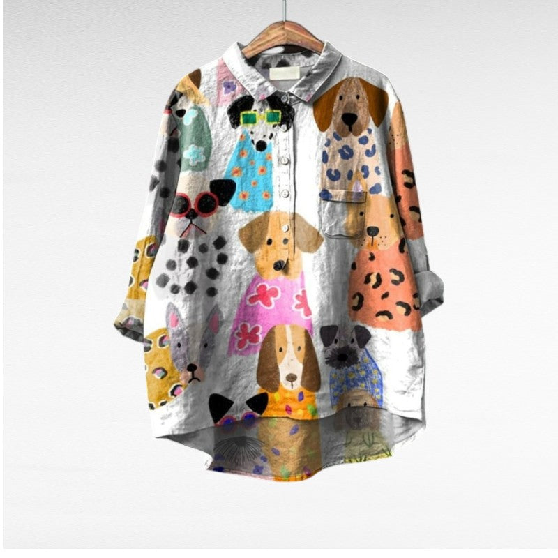 Silamora® | Exclusive Women's Blouse with Dog Print