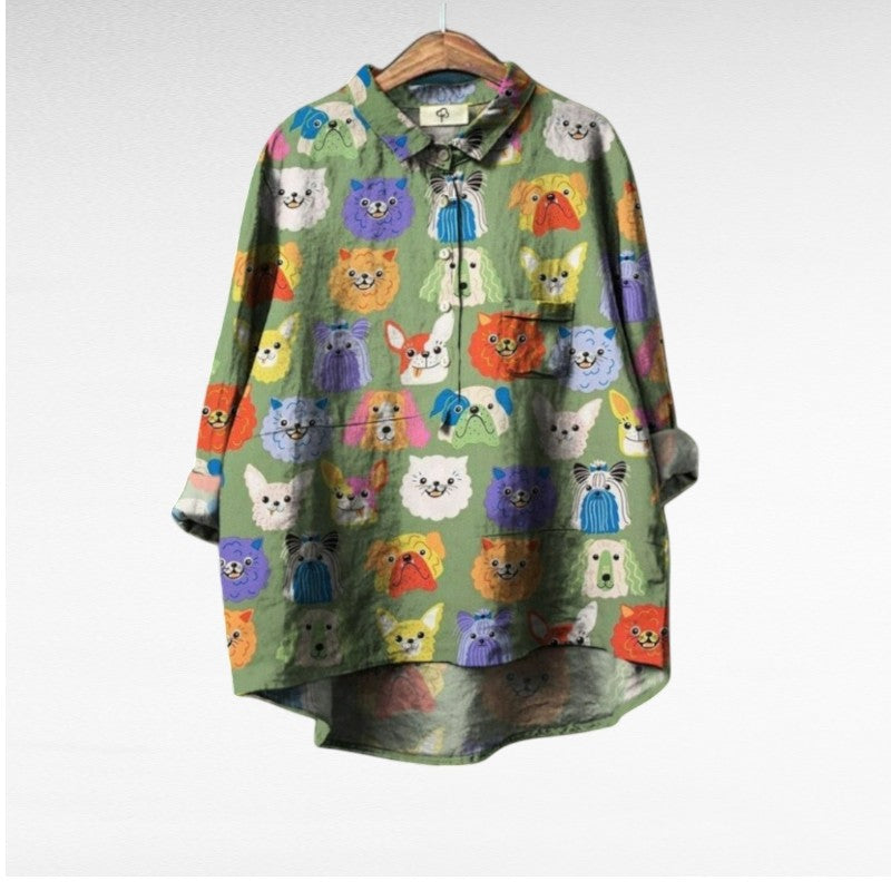 Silamora® | Exclusive Women's Blouse with Dog Print