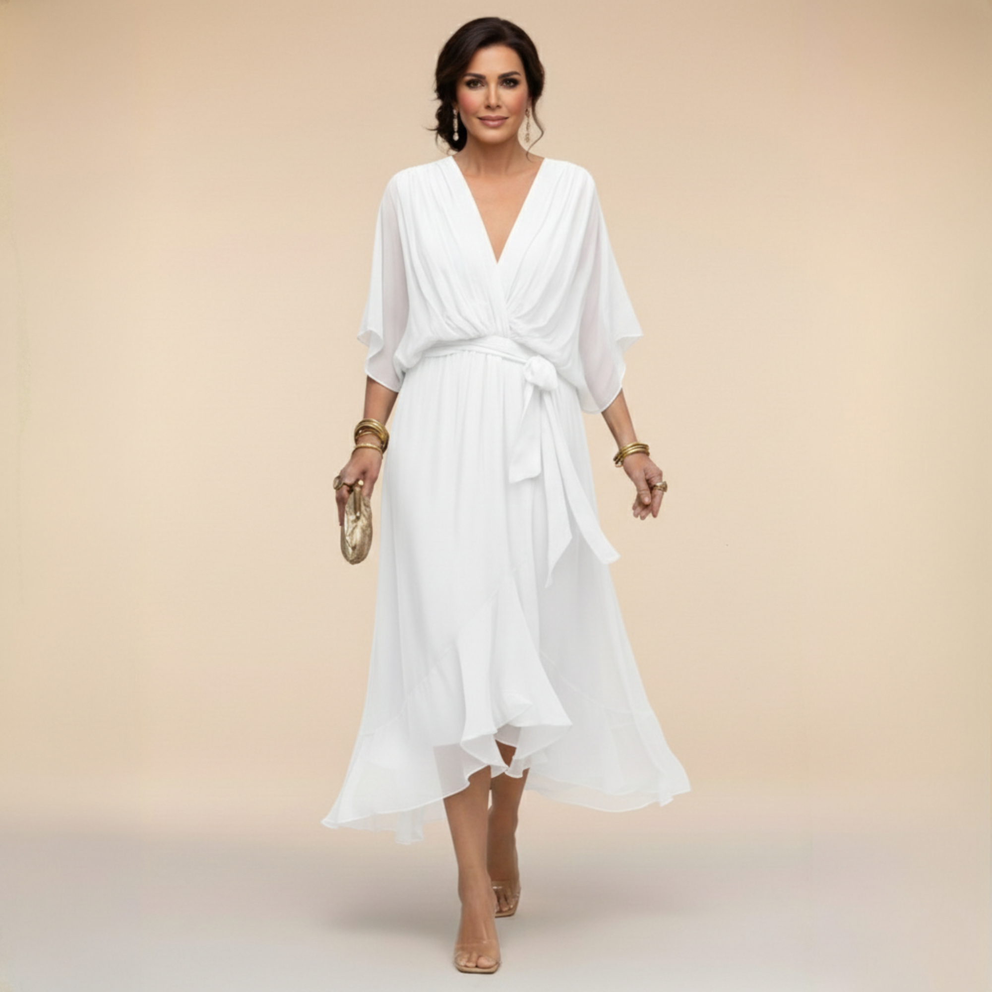 Selamora | Vestido de Gasa con escote en V