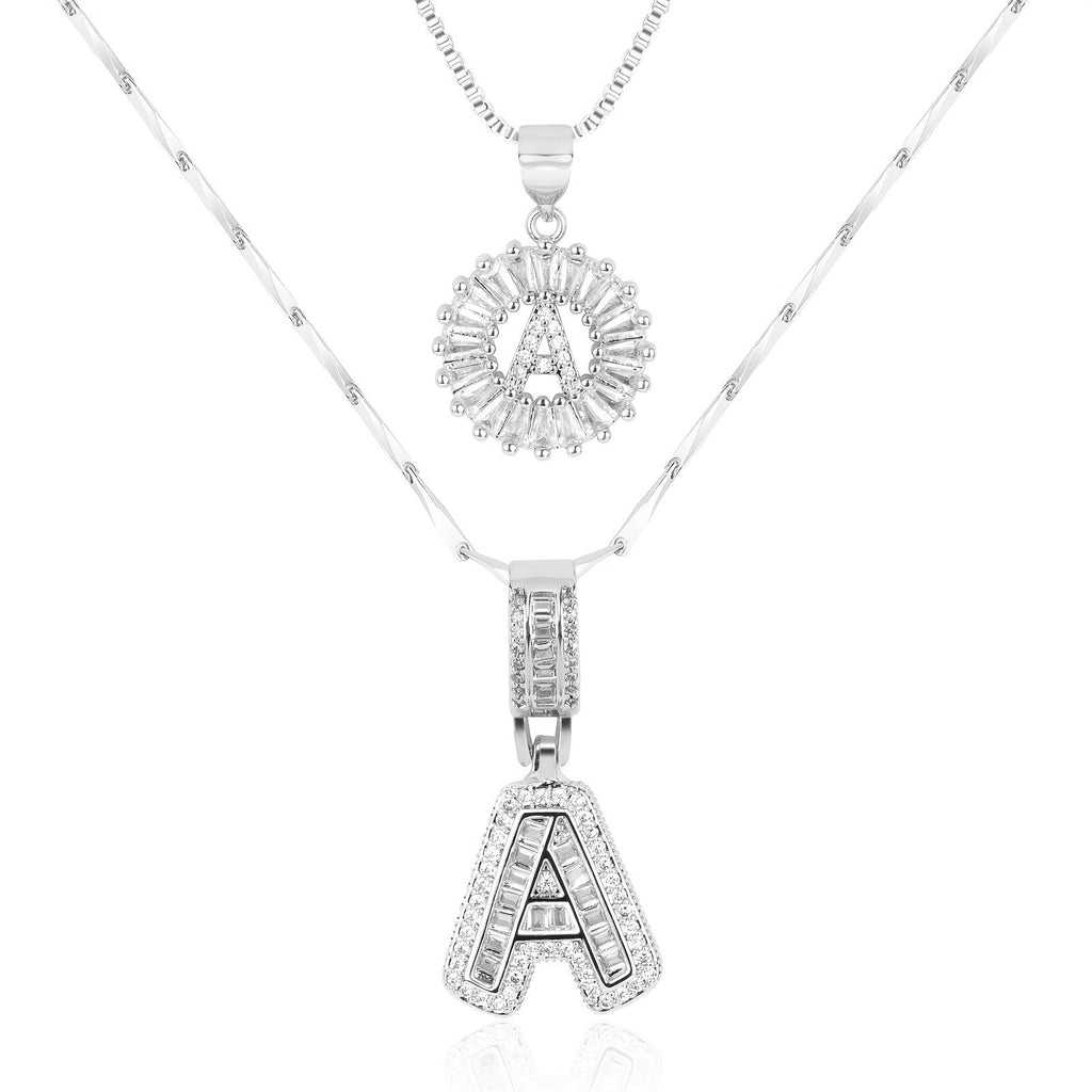 Selamora® | Collares con iniciales en forma de letra y diamantes de oro de 14k (2 unidades)