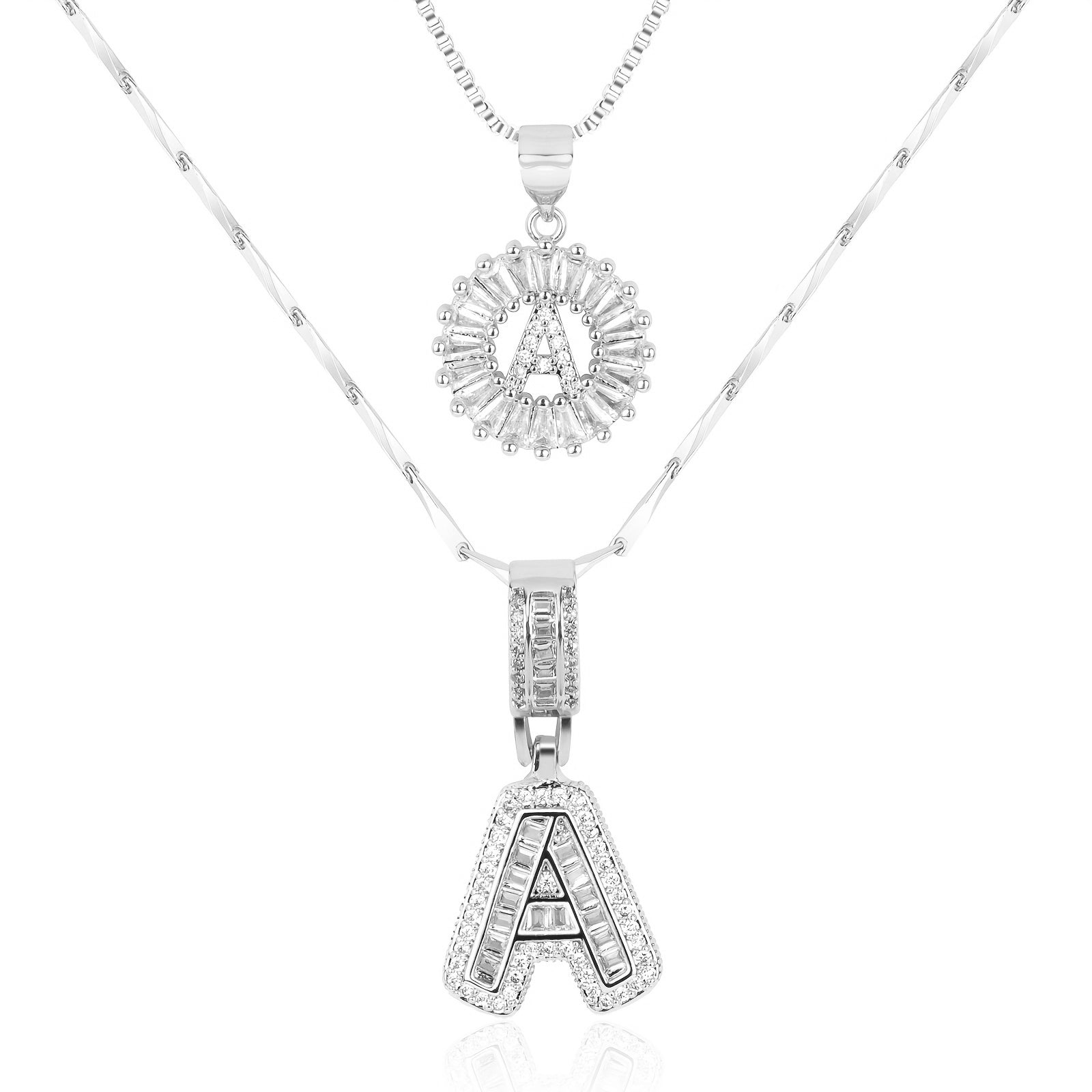 Selamora® | Collares con iniciales en forma de letra y diamantes de oro de 14k (2 unidades)