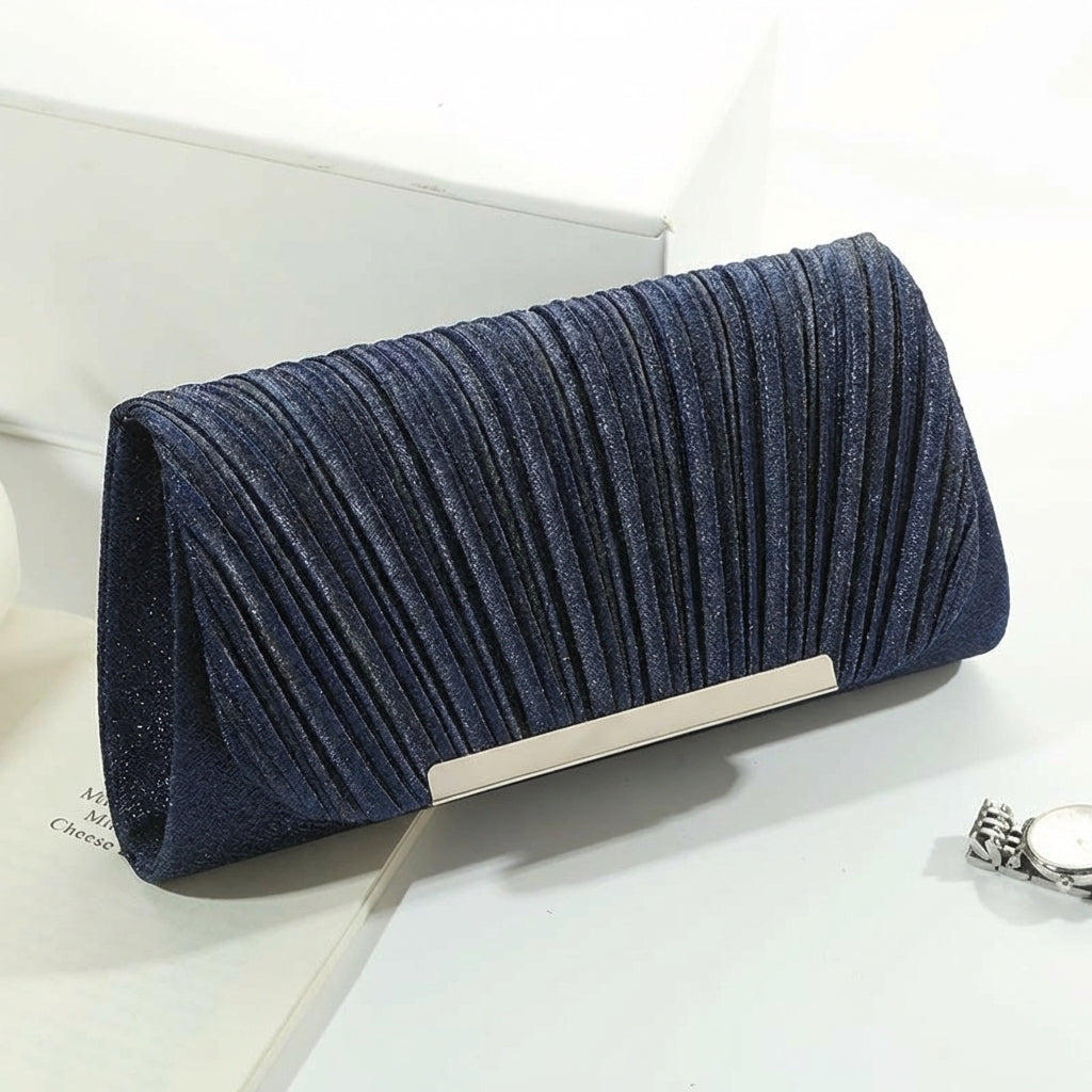 Bolso Clutch Acordeón en Dorado con Brillo