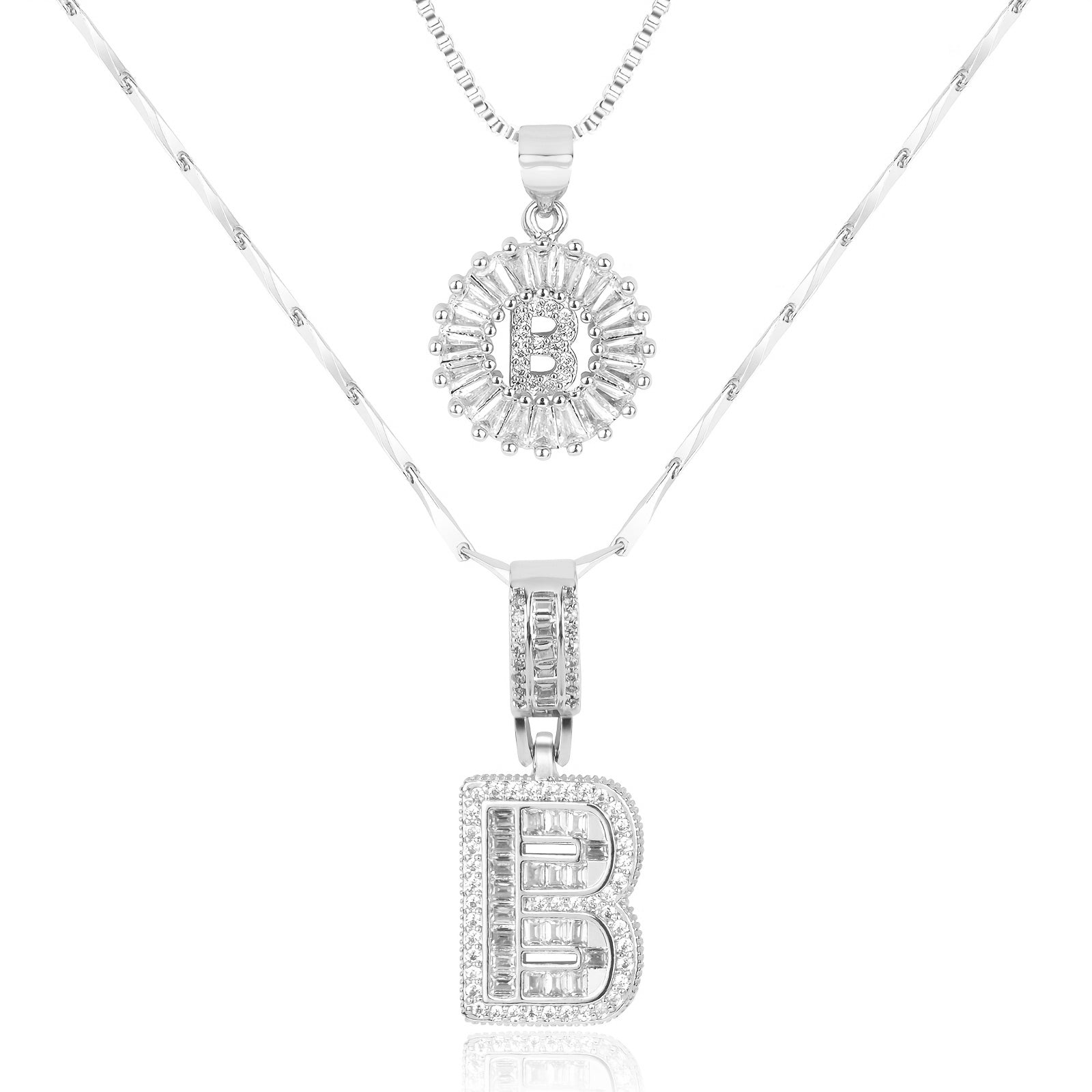 Selamora® | Collares con iniciales en forma de letra y diamantes de oro de 14k (2 unidades)