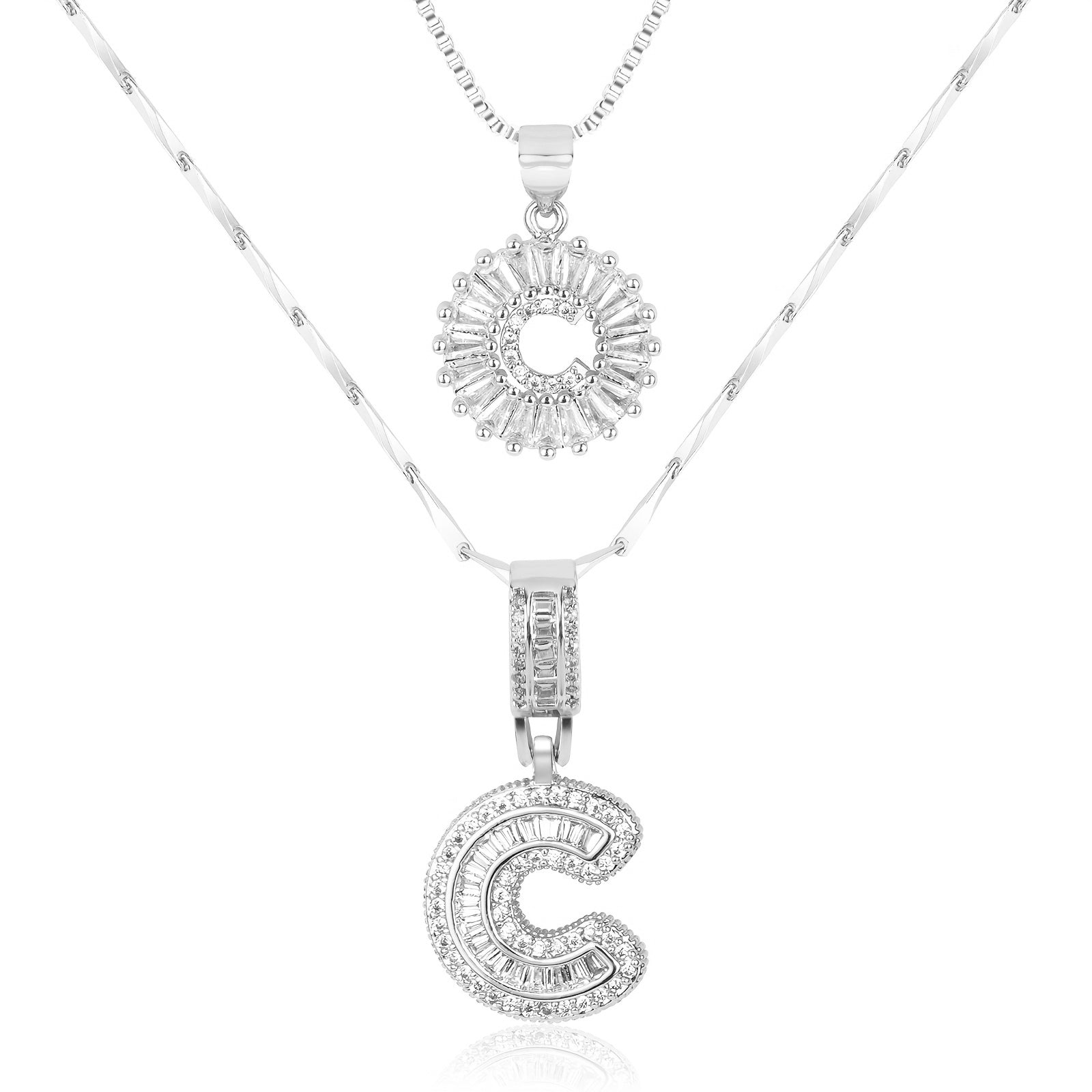 Selamora® | Collares con iniciales en forma de letra y diamantes de oro de 14k (2 unidades)
