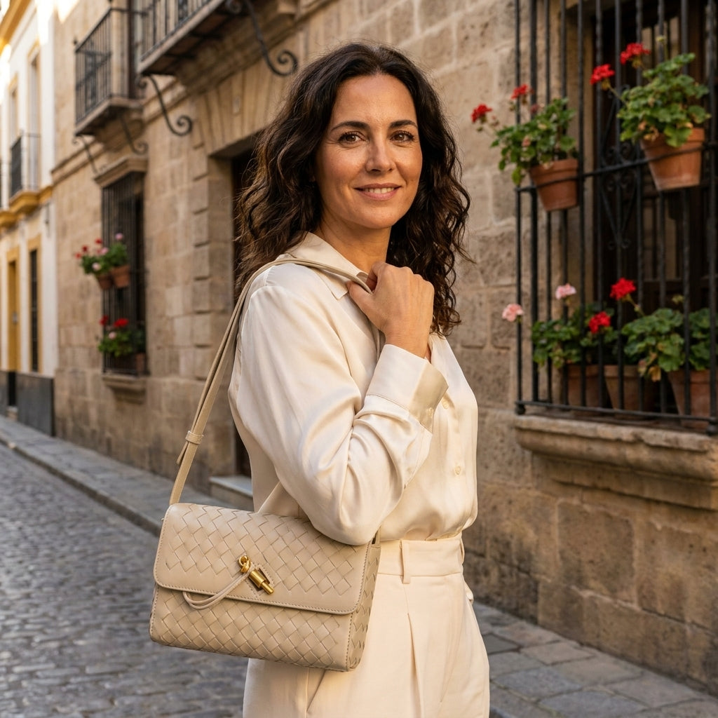 Nora | Bolso bandolera de piel trenzado Elegante