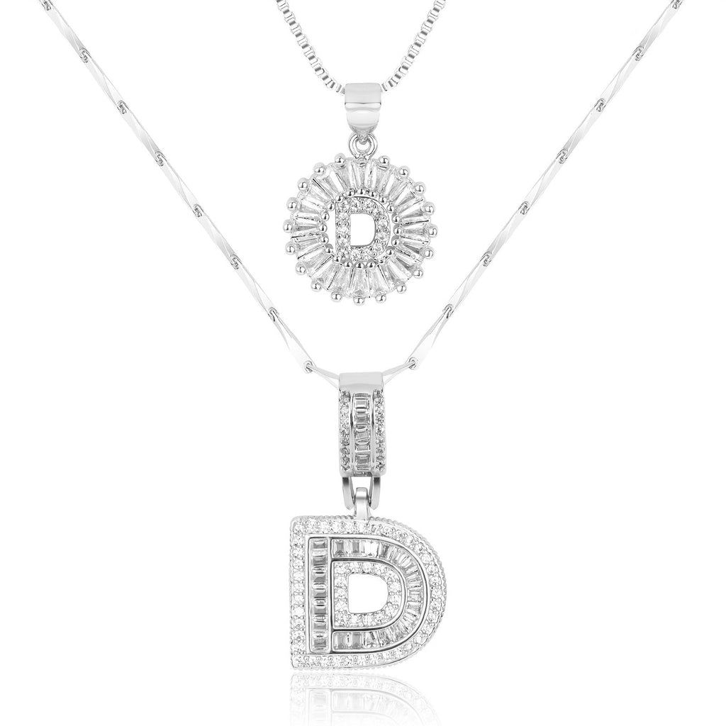 Selamora® | Collares con iniciales en forma de letra y diamantes de oro de 14k (2 unidades)