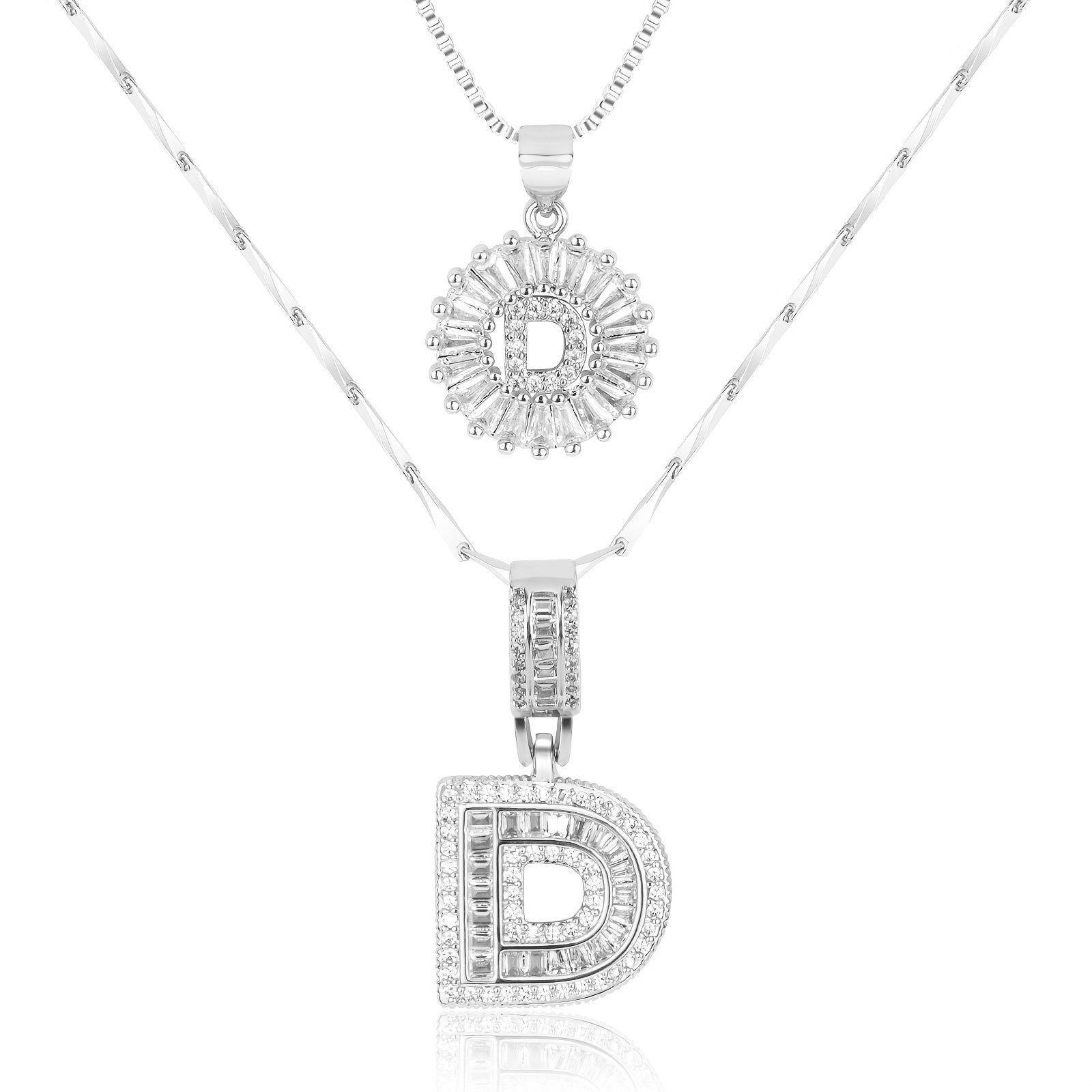 Selamora® | Collares con iniciales en forma de letra y diamantes de oro de 14k (2 unidades)