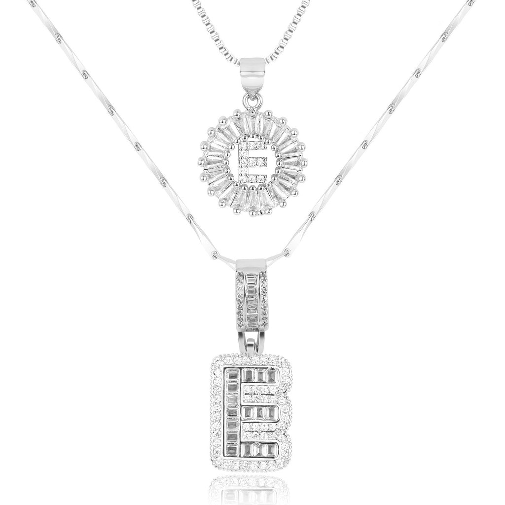 Selamora® | Collares con iniciales en forma de letra y diamantes de oro de 14k (2 unidades)