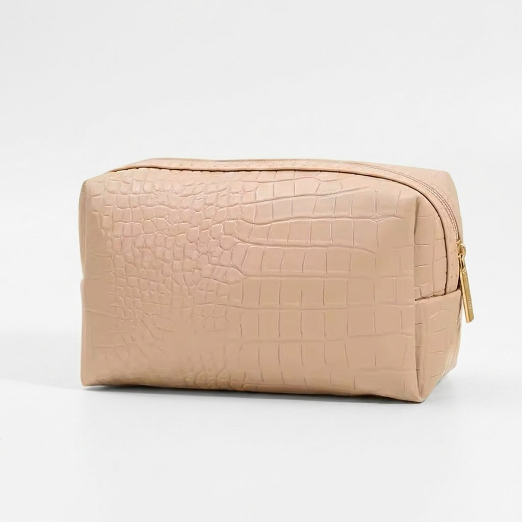 Neceser de cuero con textura de cocodrilo