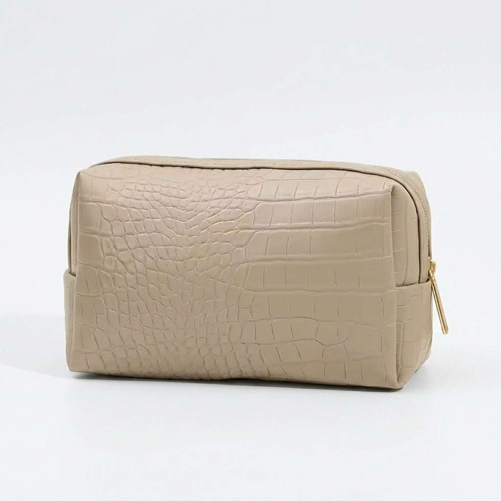 Neceser de cuero con textura de cocodrilo