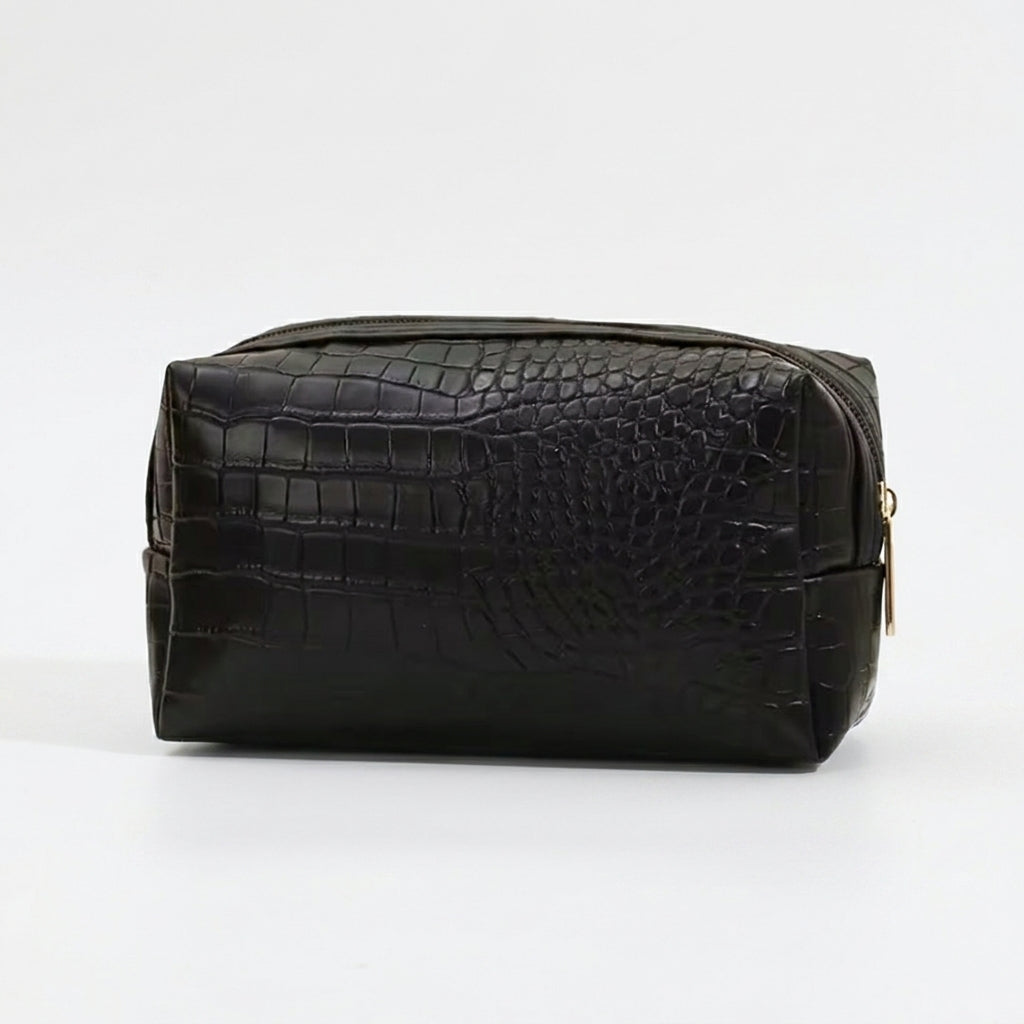 Neceser de cuero con textura de cocodrilo