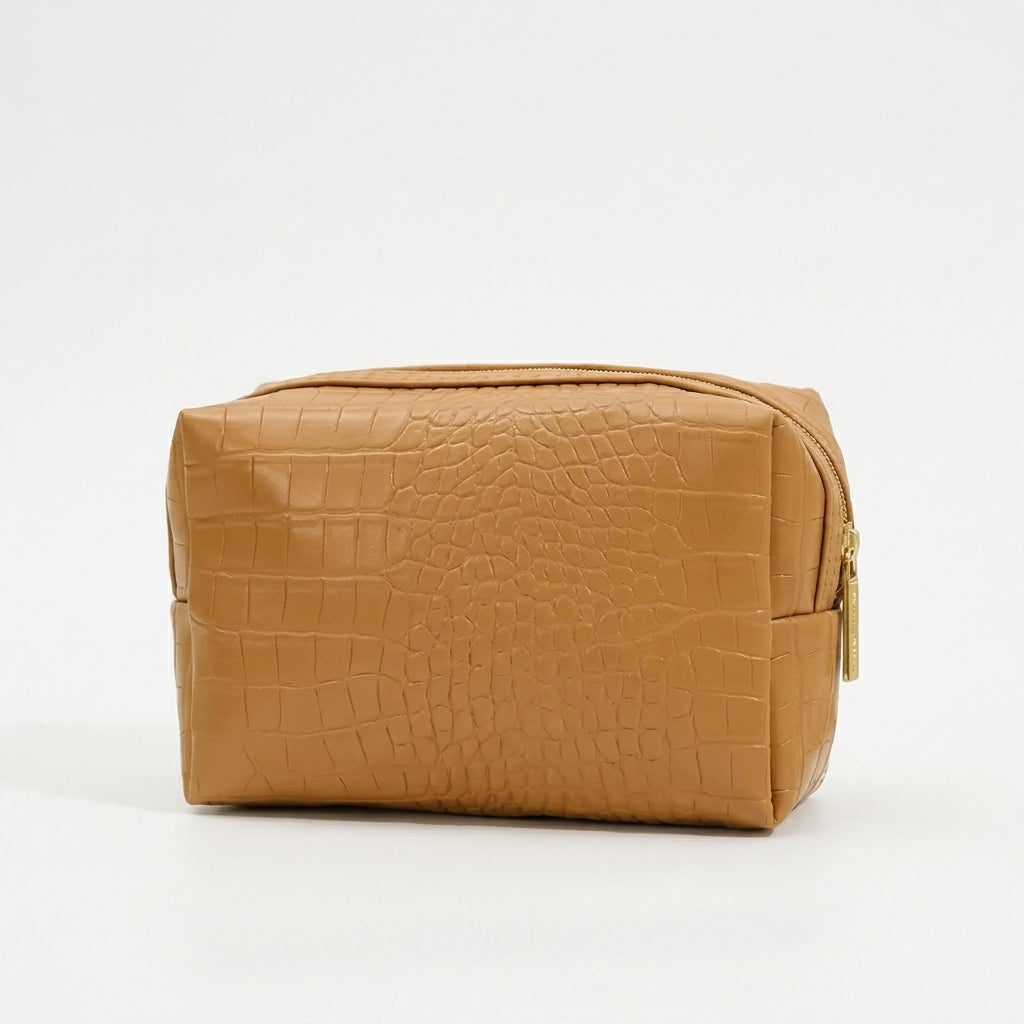 Neceser de cuero con textura de cocodrilo