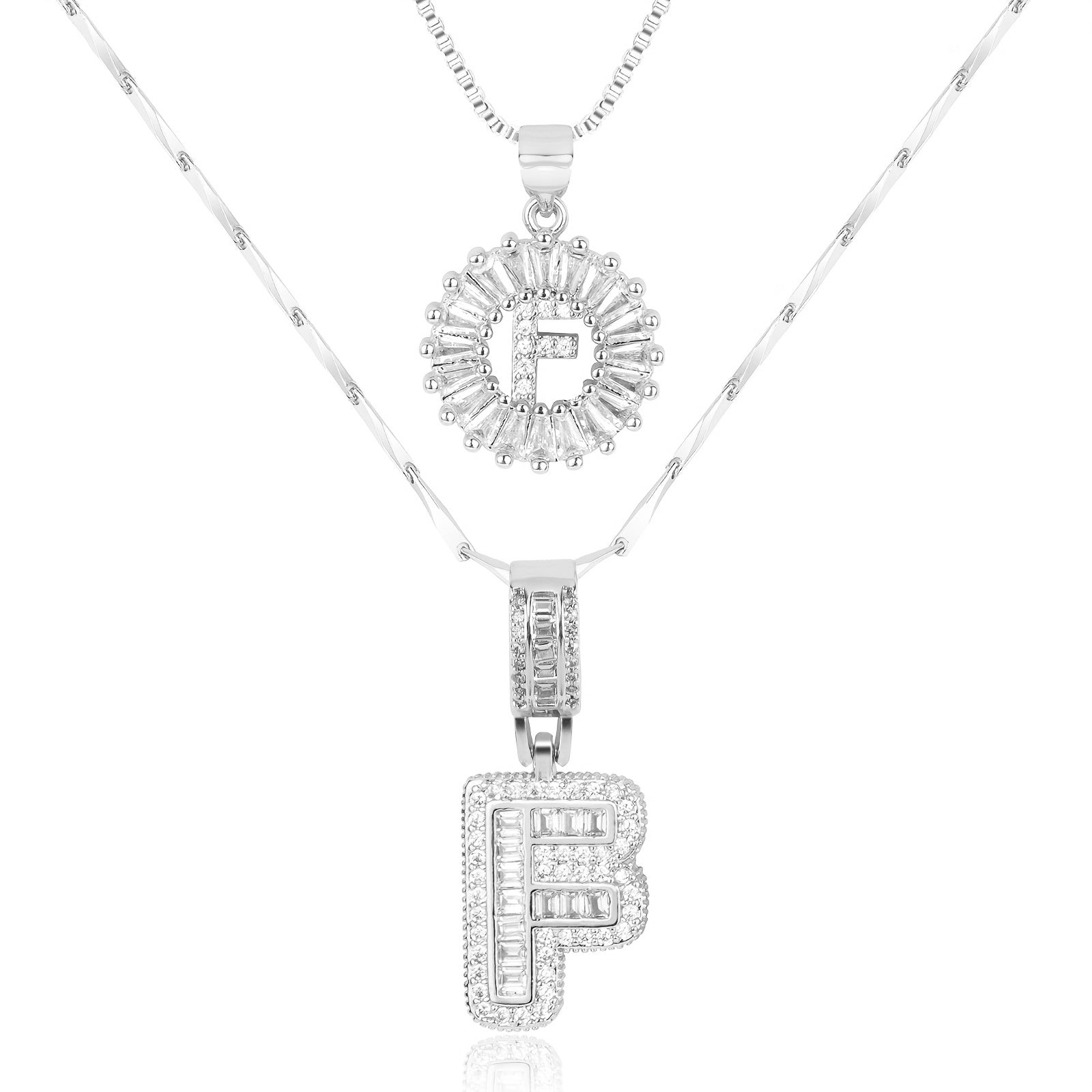 Selamora® | Collares con iniciales en forma de letra y diamantes de oro de 14k (2 unidades)