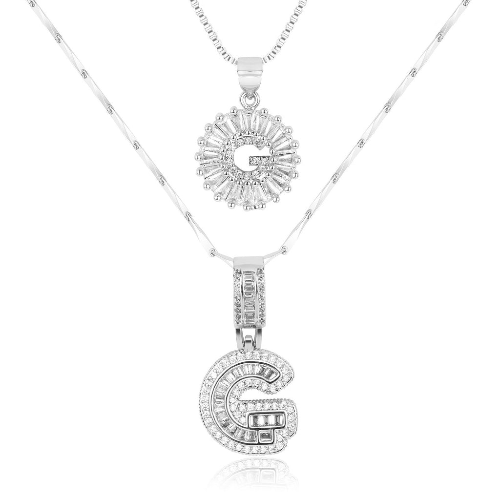 Selamora® | Collares con iniciales en forma de letra y diamantes de oro de 14k (2 unidades)
