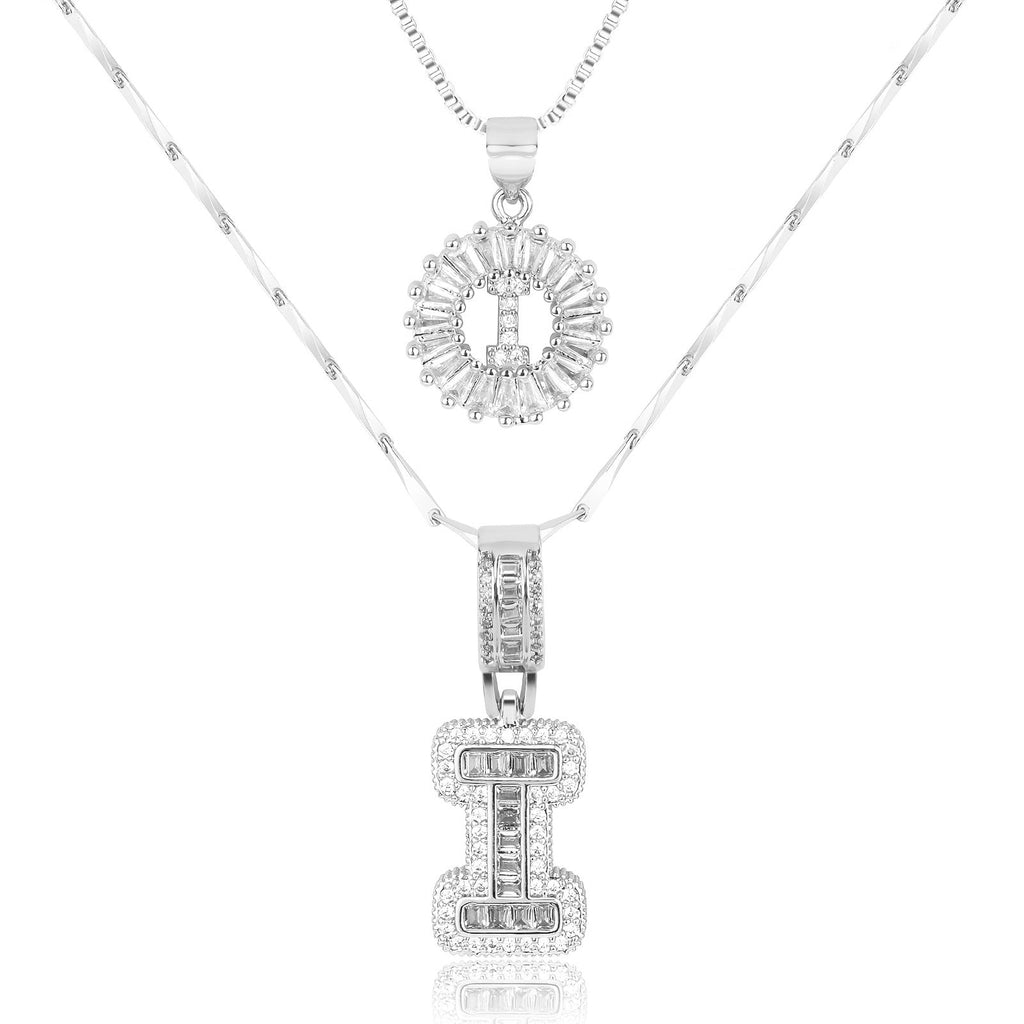 Selamora® | Collares con iniciales en forma de letra y diamantes de oro de 14k (2 unidades)