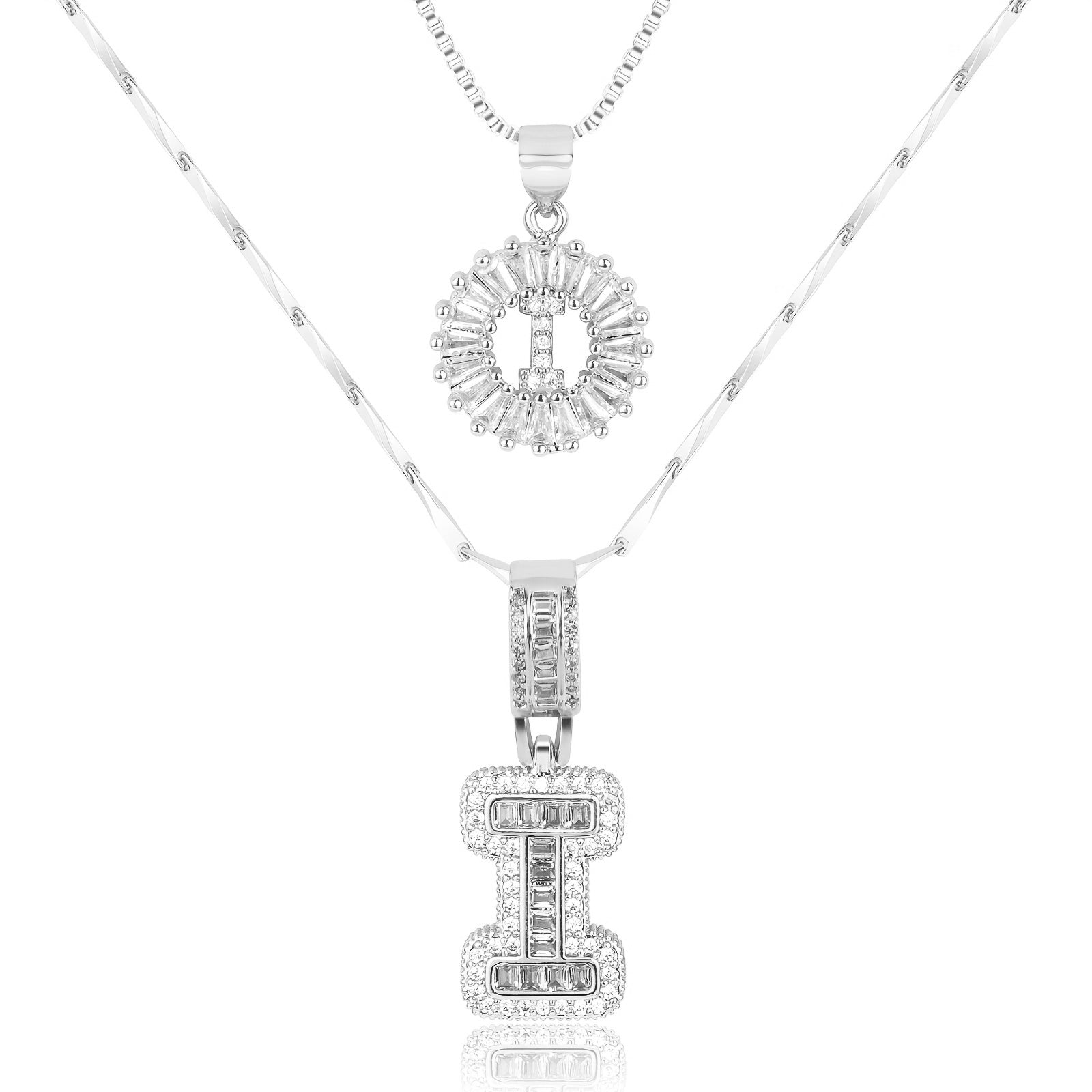 Selamora® | Collares con iniciales en forma de letra y diamantes de oro de 14k (2 unidades)