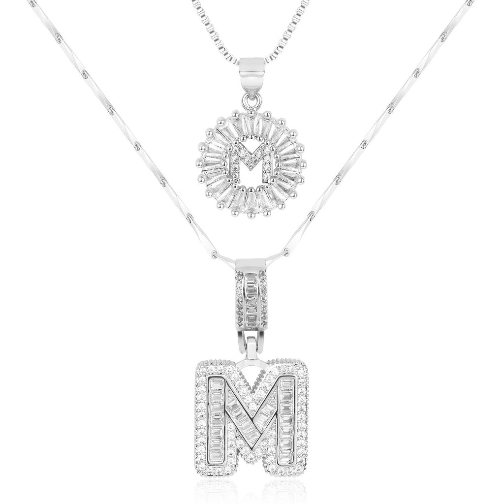 Selamora® | Collares con iniciales en forma de letra y diamantes de oro de 14k (2 unidades)
