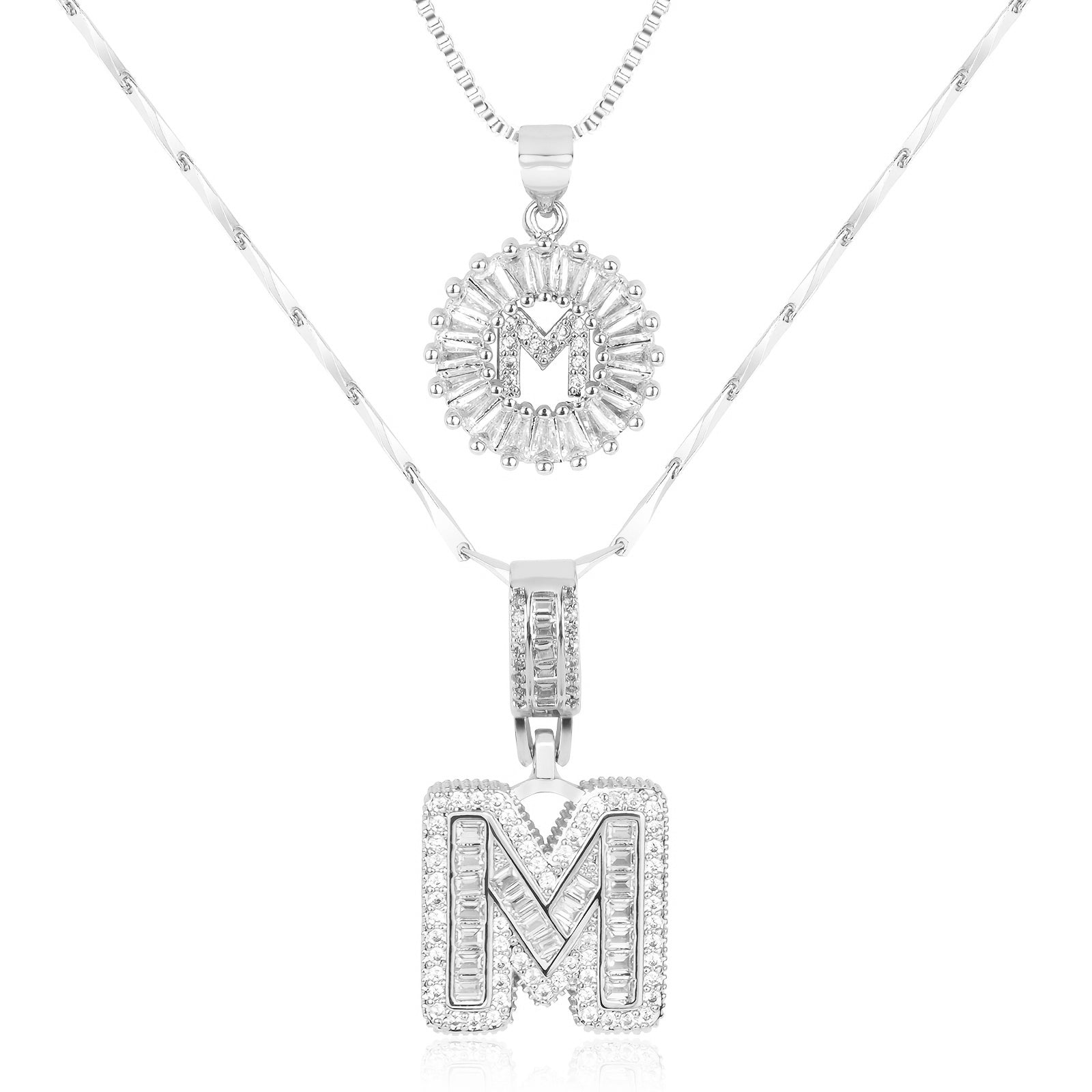 Selamora® | Collares con iniciales en forma de letra y diamantes de oro de 14k (2 unidades)