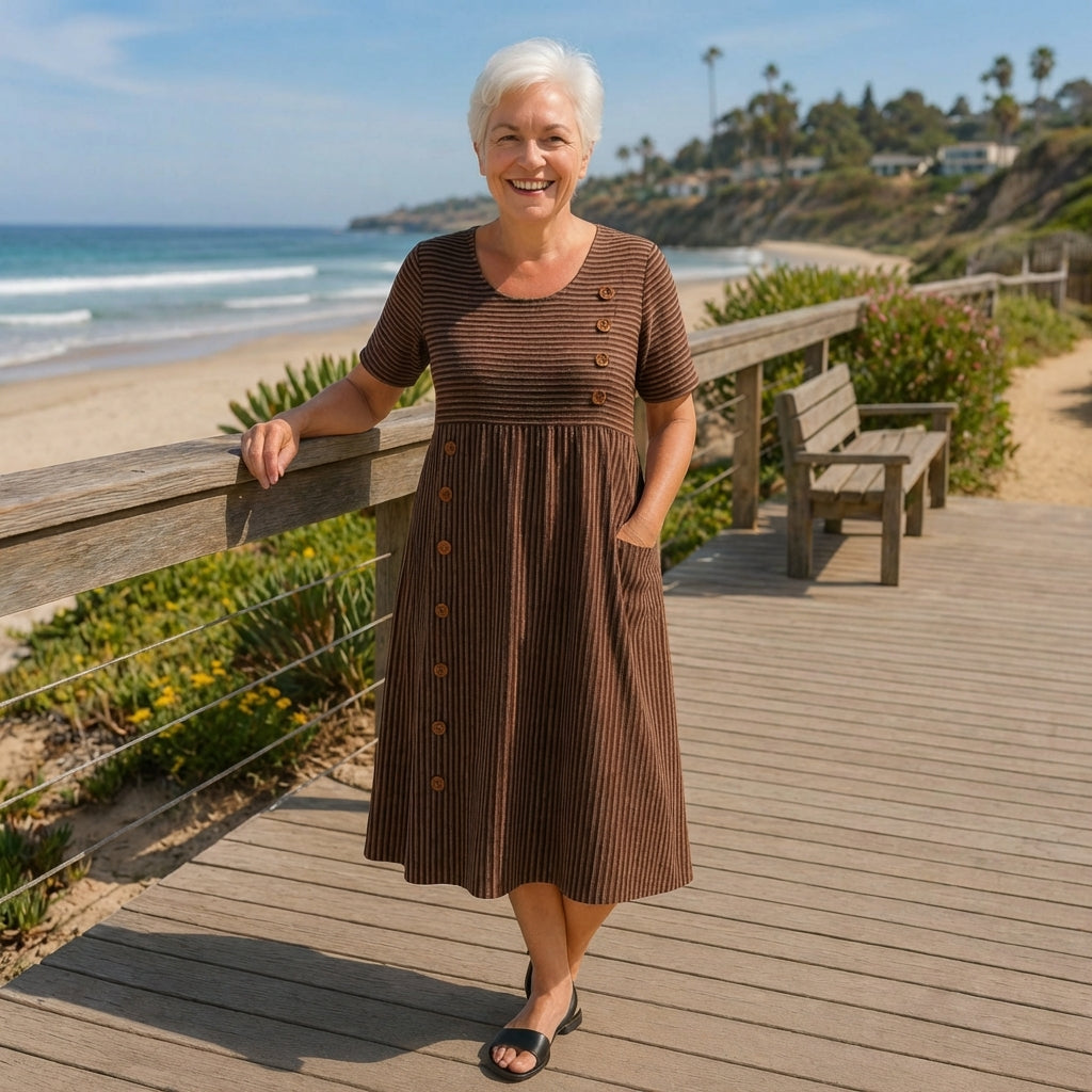 Brienne | Striped midi dress – Effortless comfort, everyday confidence