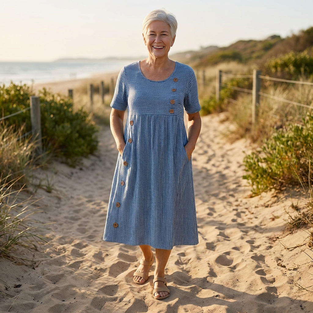 Brienne | Striped midi dress – Effortless comfort, everyday confidence