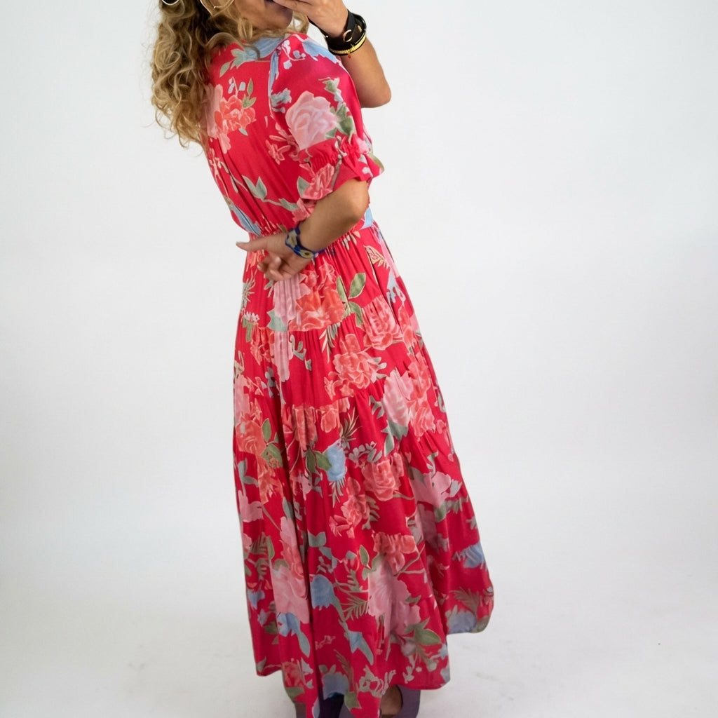 Minelda | Elegant V-neck dress with floral print