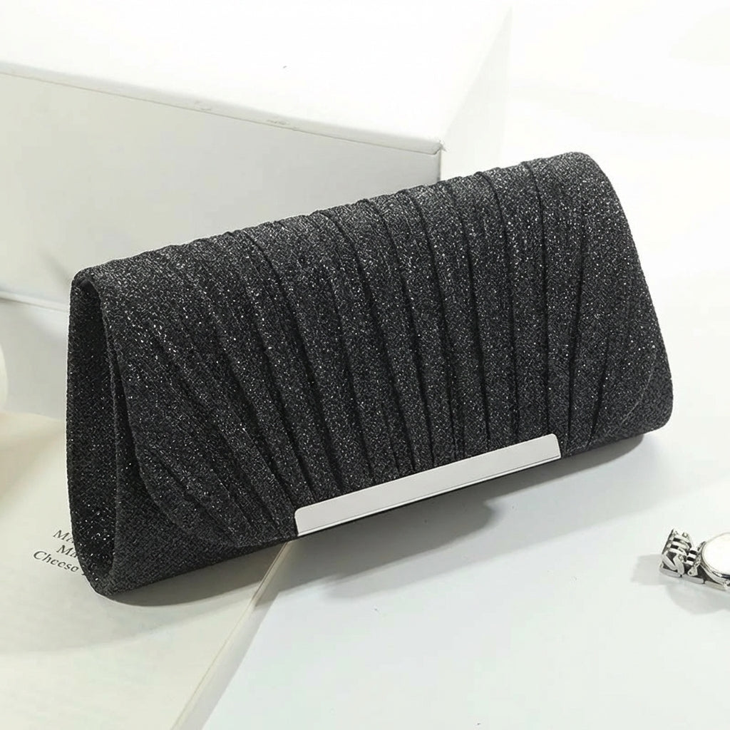 Accordion Clutch Bag in Shimmer Gold