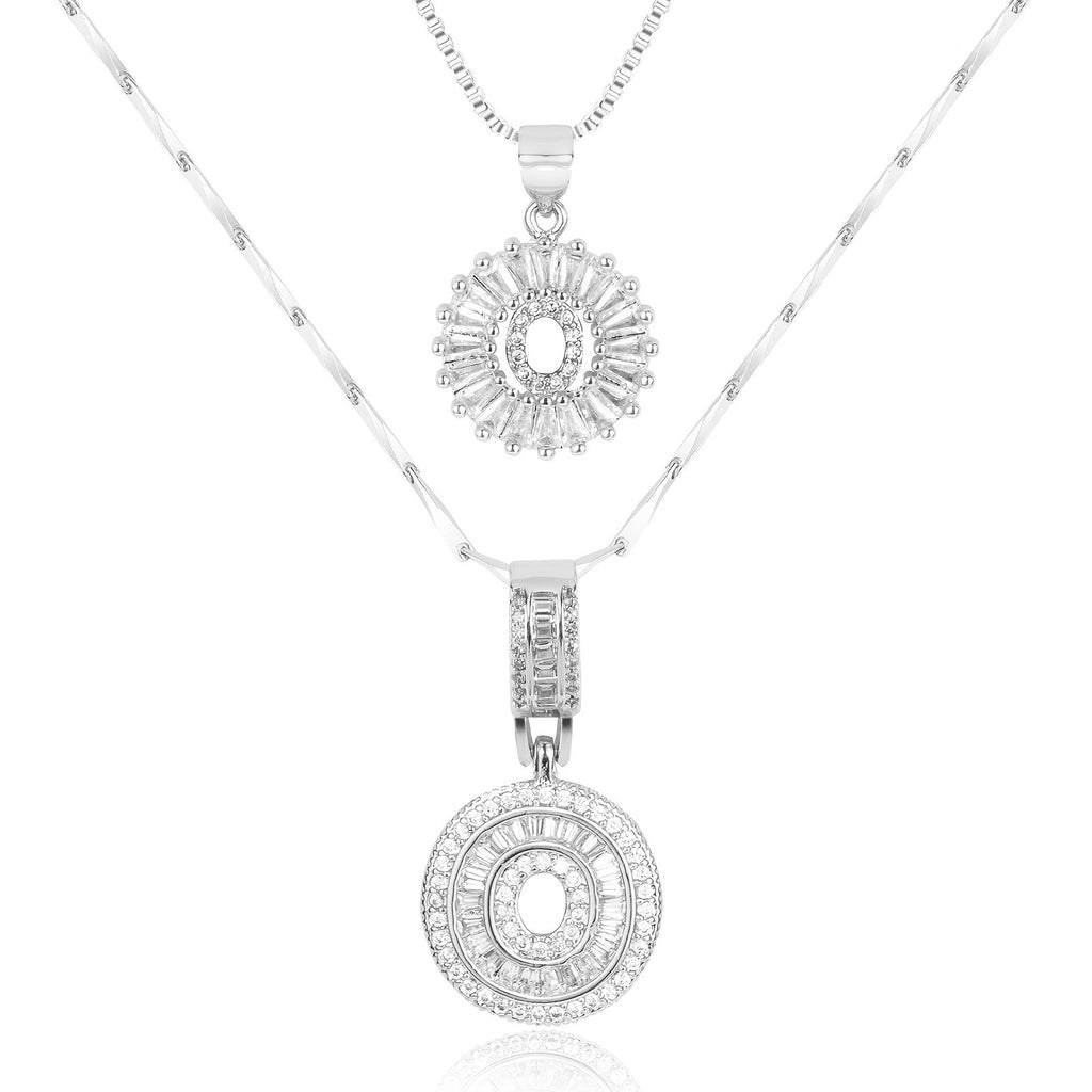Selamora® | Collares con iniciales en forma de letra y diamantes de oro de 14k (2 unidades)