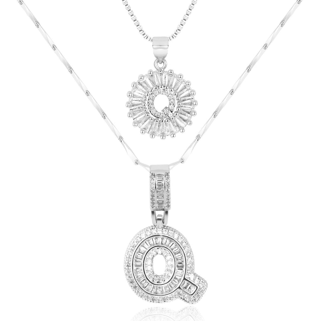 Selamora® | Collares con iniciales en forma de letra y diamantes de oro de 14k (2 unidades)