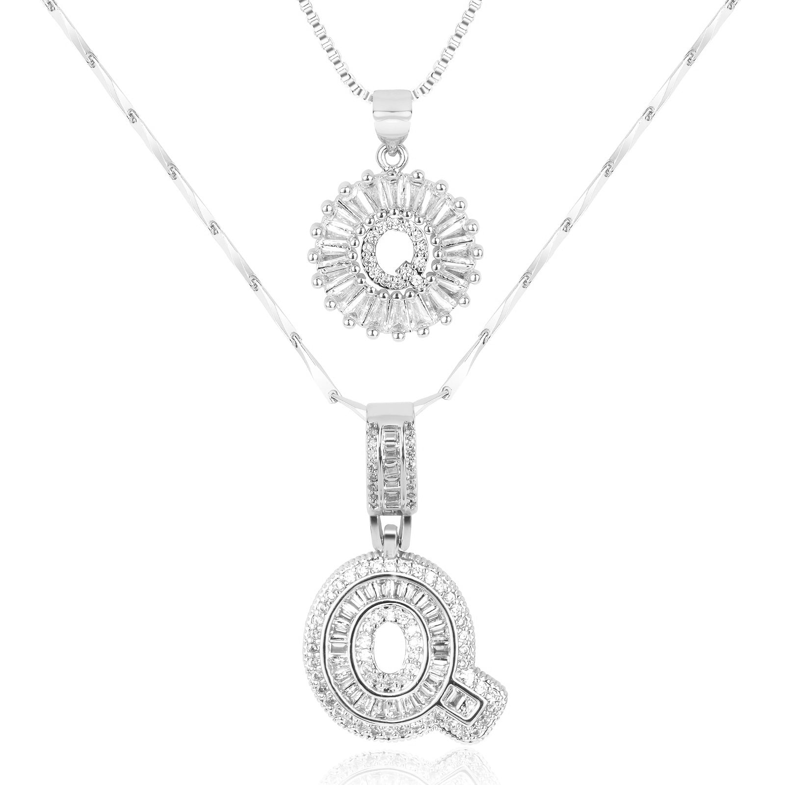 Selamora® | Collares con iniciales en forma de letra y diamantes de oro de 14k (2 unidades)