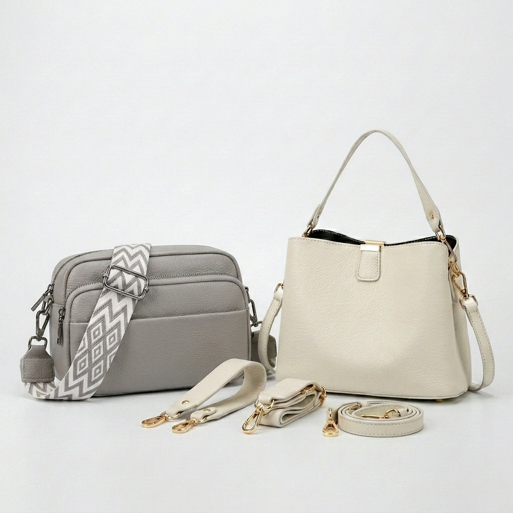 Set Selamora | Bandolera + Bolso de cuero con 3 correas intercambiables