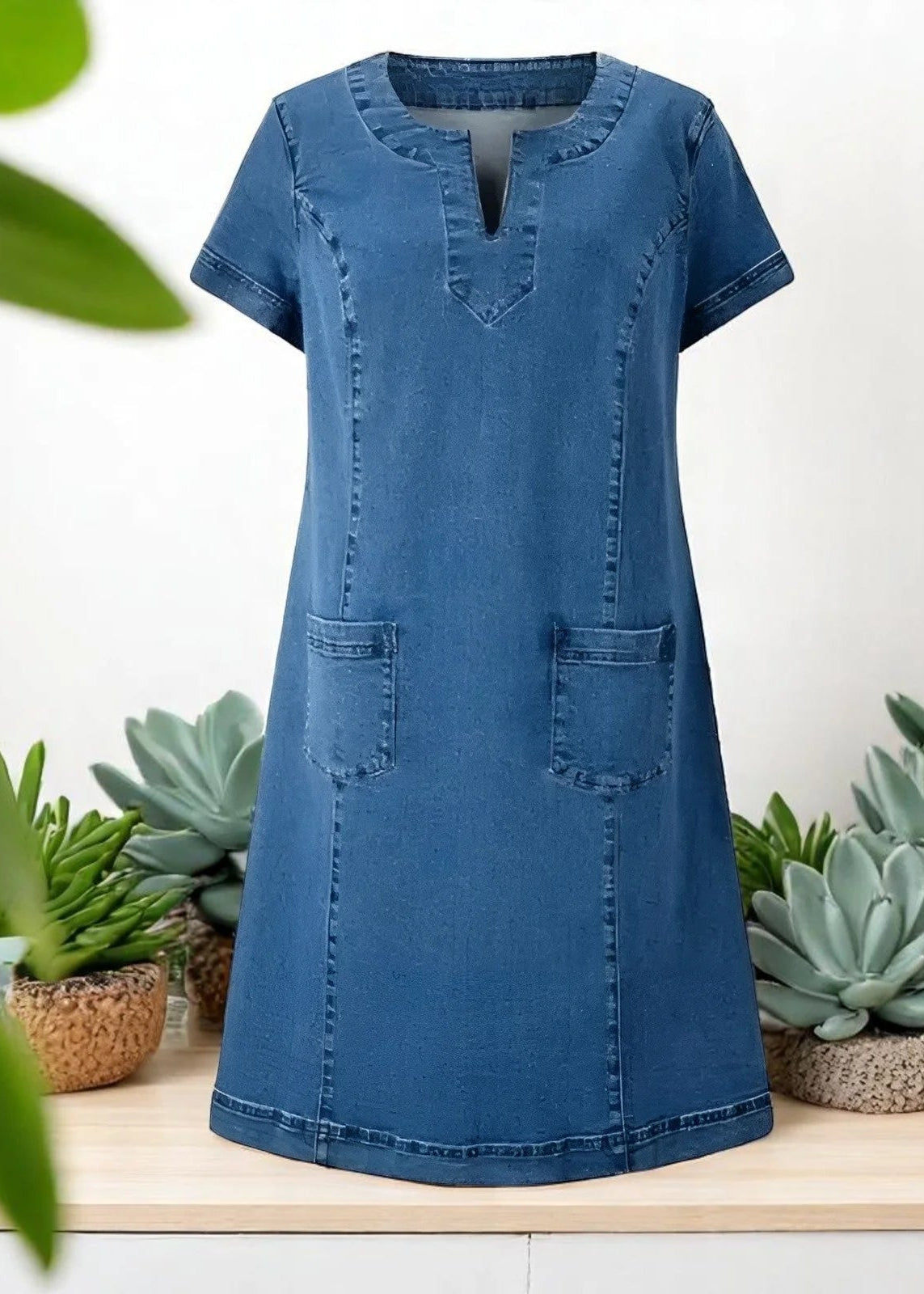 Julia | Vestido vaquero suave con bolsillos delanteros