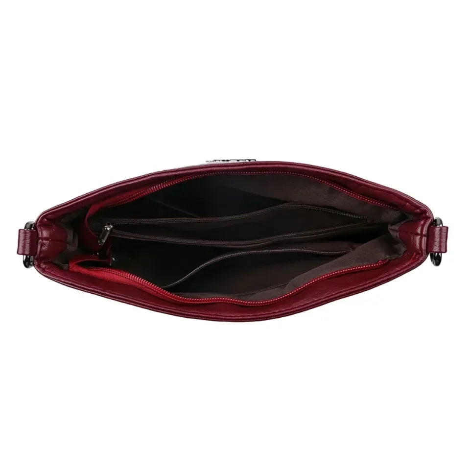 Designer leather shoulder bag