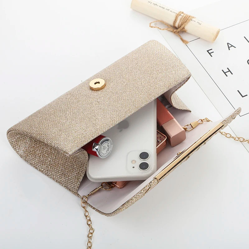 Accordion Clutch Bag in Shimmer Gold