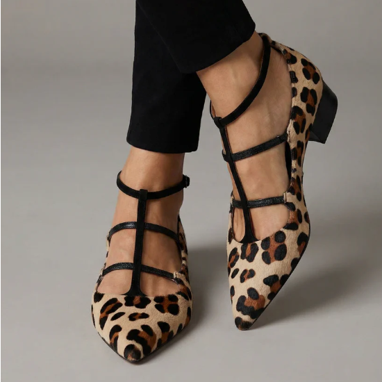 Bridget | Zapatos de salón con tacón y tiras de leopardo