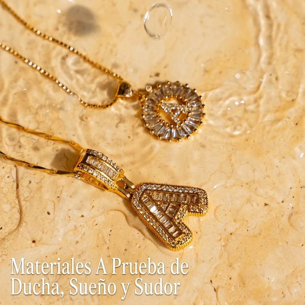 Selamora® | Collares con iniciales en forma de letra y diamantes de oro de 14k (2 unidades)
