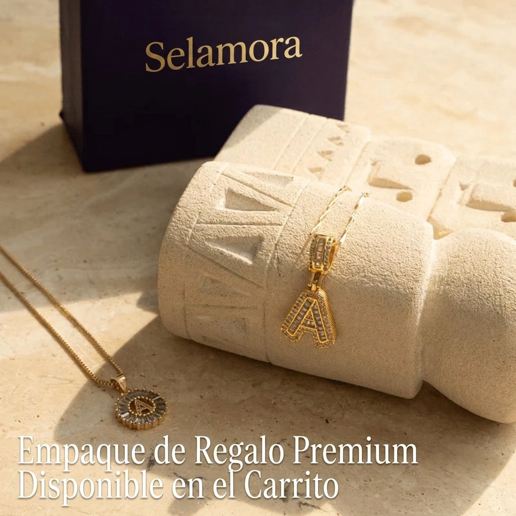 Selamora® | Collares con iniciales en forma de letra y diamantes de oro de 14k (2 unidades)