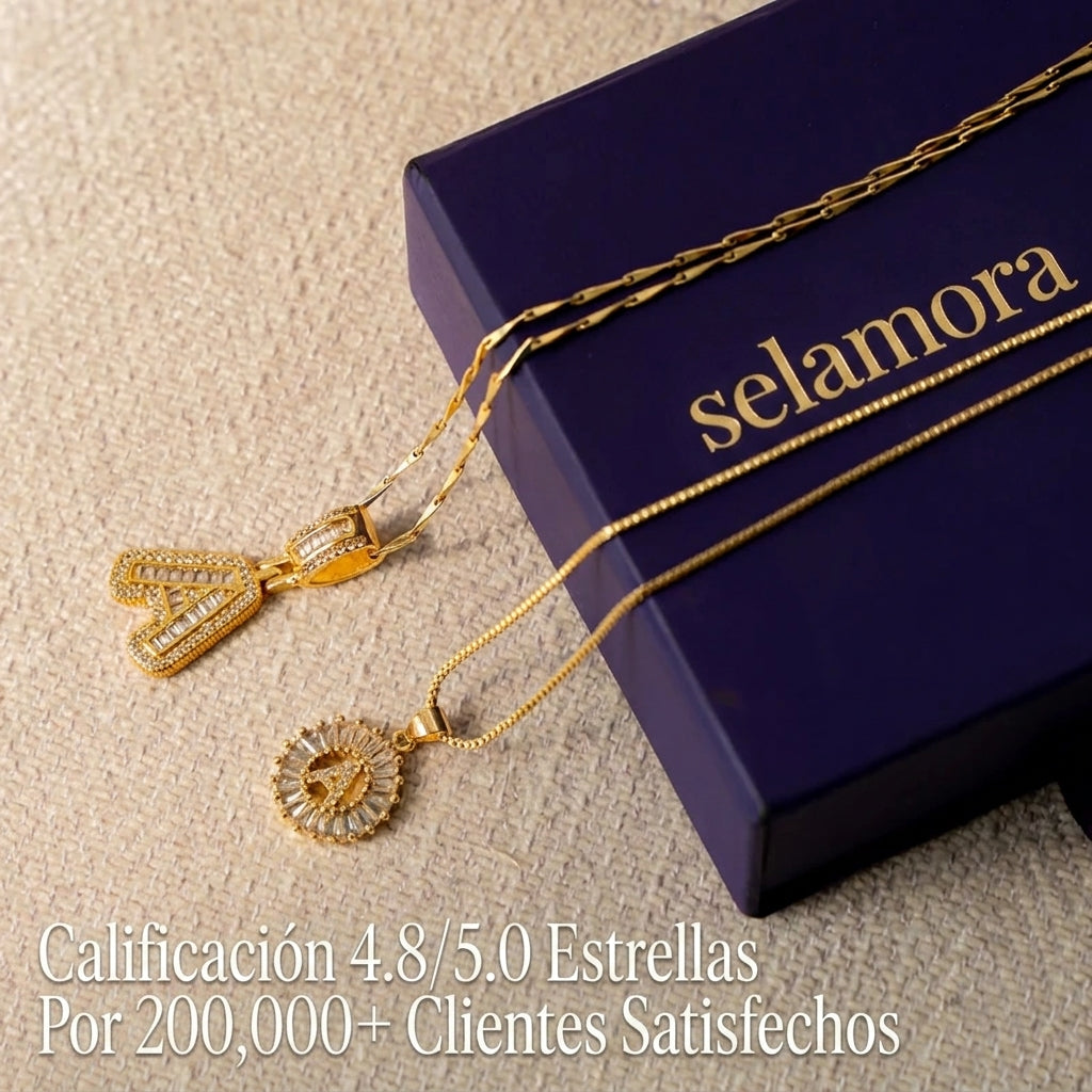 Selamora® | Collares con iniciales en forma de letra y diamantes de oro de 14k (2 unidades)
