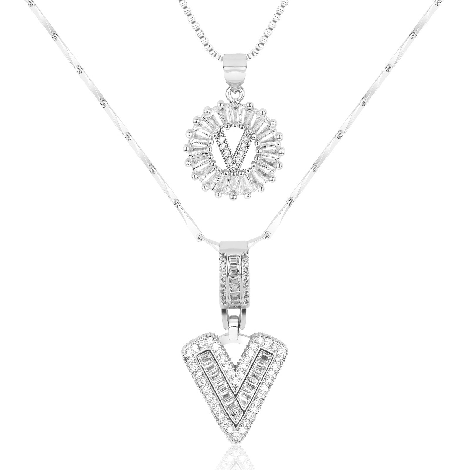 Selamora® | Collares con iniciales en forma de letra y diamantes de oro de 14k (2 unidades)