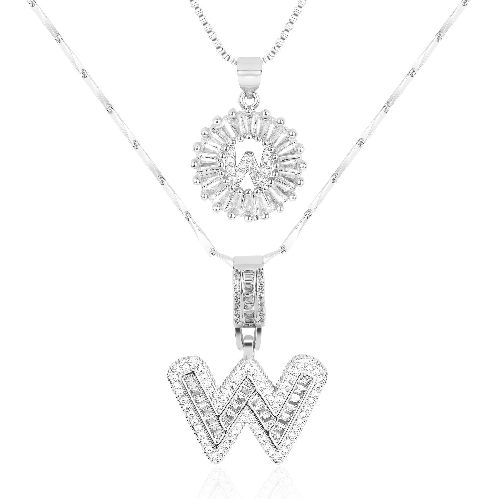 Selamora® | Collares con iniciales en forma de letra y diamantes de oro de 14k (2 unidades)