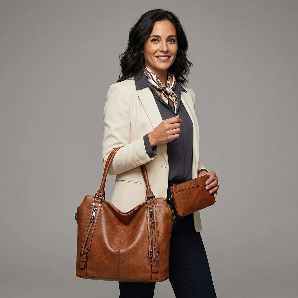 Elegant handbag and wallet set