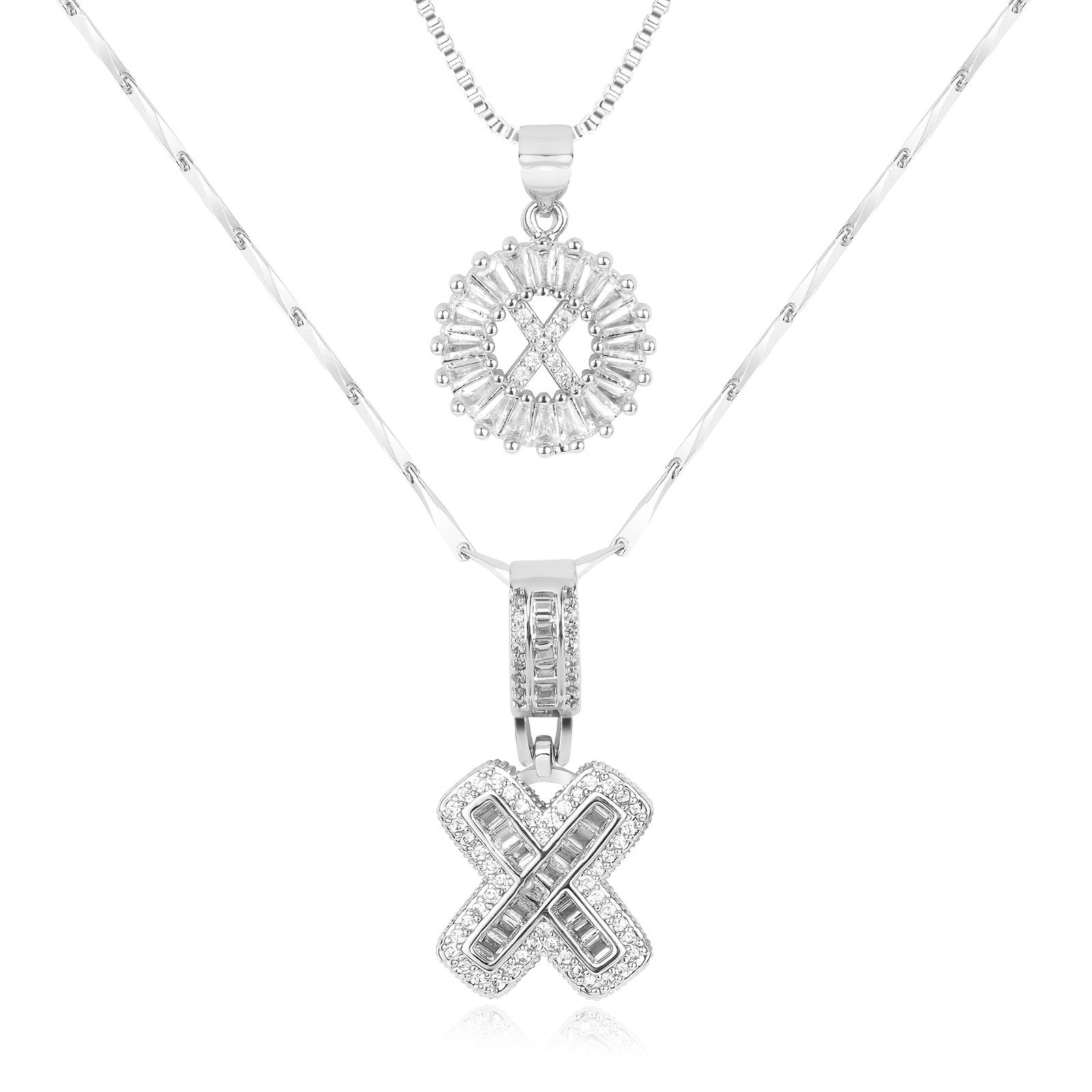 Selamora® | Collares con iniciales en forma de letra y diamantes de oro de 14k (2 unidades)